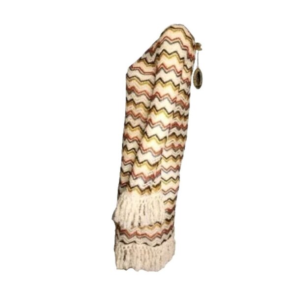 NWT BLACK SHEEP Red White Long Sleeve Fringe Knit Dress Womens Size M Medium - Picture 2 of 8